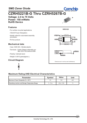 CZRH5221B-G Datasheet PDF ComChip