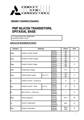 2N4902 Datasheet PDF Comset Semiconductors