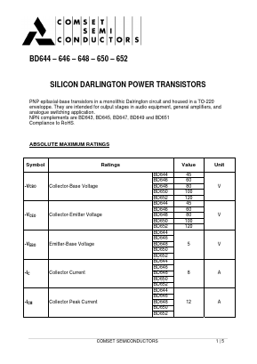 BD644 Datasheet PDF Comset Semiconductors