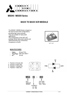 MSS50 Datasheet PDF Comset Semiconductors