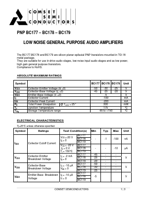 BC177A Datasheet PDF Comset Semiconductors