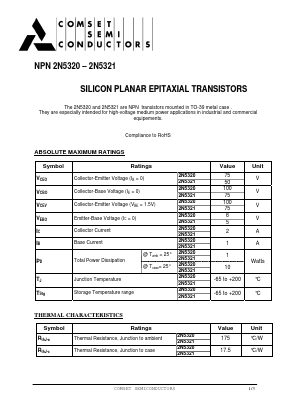 2N5320 Datasheet PDF Comset Semiconductors