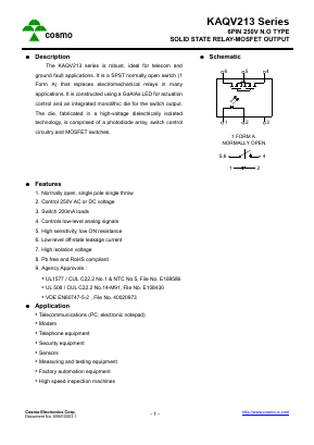 KAQV213 Datasheet PDF COSMO Electronics