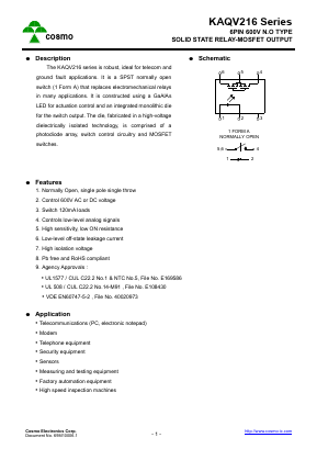 KAQV216HA Datasheet PDF COSMO Electronics