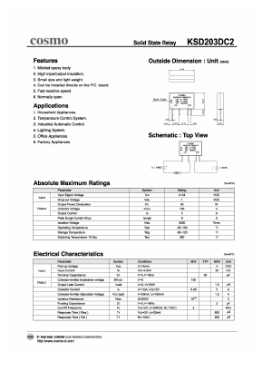 KSD203DC2 Datasheet PDF COSMO Electronics