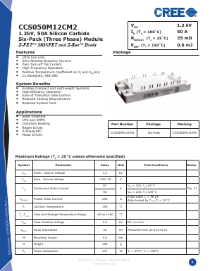 CCS050M12CM2 Datasheet PDF Cree, Inc