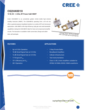 CG2H40010 Datasheet PDF Cree, Inc