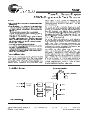 CY2081 Datasheet PDF Cypress Semiconductor