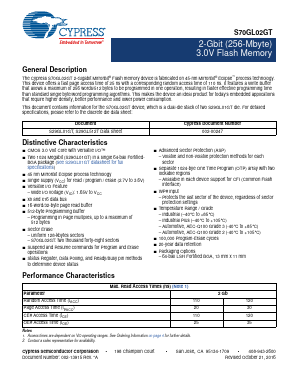 S70GL02GT Datasheet PDF Cypress Semiconductor