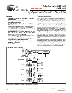 CY7B994V Datasheet PDF Cypress Semiconductor
