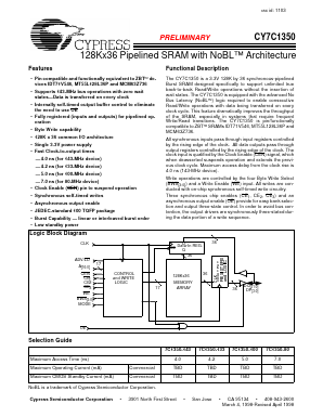 CY7C1350 Datasheet PDF Cypress Semiconductor
