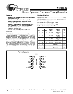 W42C32-05G Datasheet PDF Cypress Semiconductor