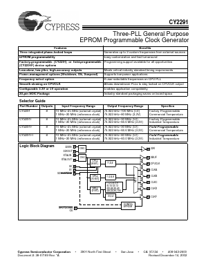 CY2291 Datasheet PDF Cypress Semiconductor