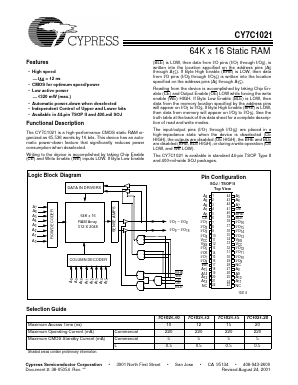 7C1021-10 Datasheet PDF Cypress Semiconductor