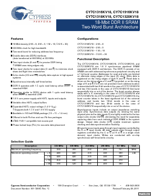 CY7C1320KV18-300BZC Datasheet PDF Cypress Semiconductor