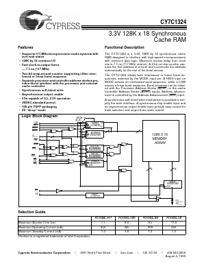 CY7C1324-80AC Datasheet PDF Cypress Semiconductor