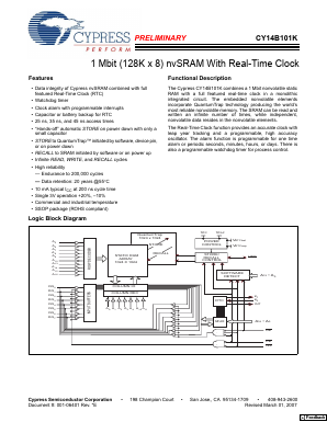 CY14B101K-SP45XI Datasheet PDF Cypress Semiconductor