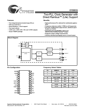 CY22313 Datasheet PDF Cypress Semiconductor
