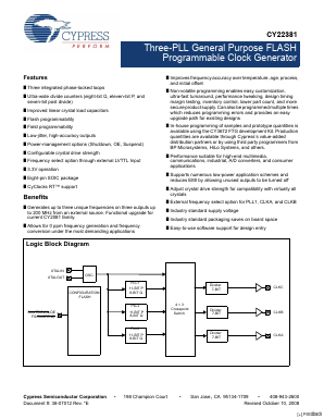 CY22381SXC Datasheet PDF Cypress Semiconductor