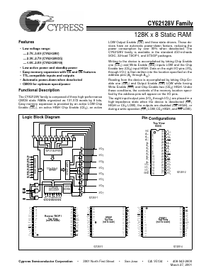 CY62128VLL-70ZRC Datasheet PDF Cypress Semiconductor