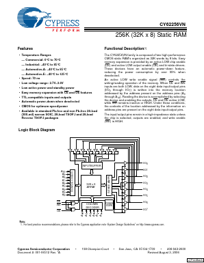 CY62256VNLL-70SNXC Datasheet PDF Cypress Semiconductor