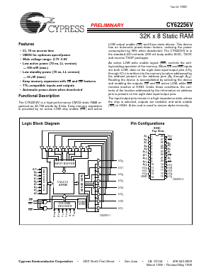 CY62256VL-70RZC Datasheet PDF Cypress Semiconductor