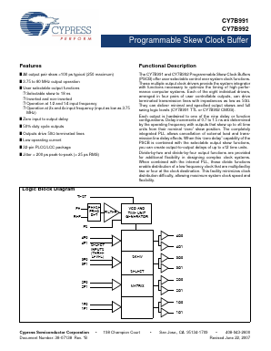 CY7B991-7JXCT Datasheet PDF Cypress Semiconductor