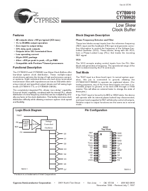 CY7B9910-7SI Datasheet PDF Cypress Semiconductor