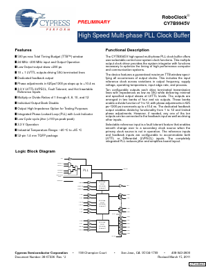 CY7B9945V-2AXIT Datasheet PDF Cypress Semiconductor