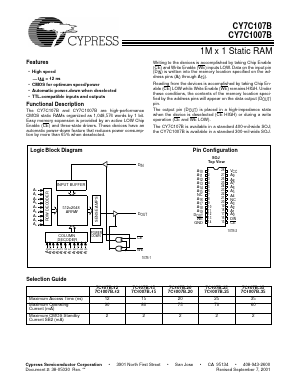 CY7C107B-12 Datasheet PDF Cypress Semiconductor
