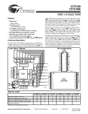 CY7C1009 Datasheet PDF Cypress Semiconductor