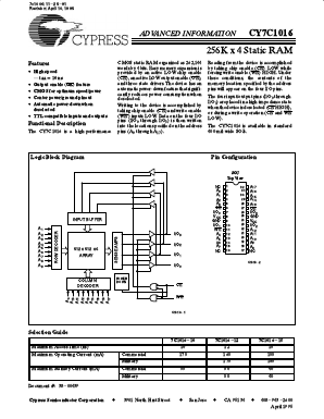 7C1016-10 Datasheet PDF Cypress Semiconductor