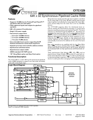 CY7C1329 Datasheet PDF Cypress Semiconductor