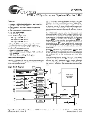 CY7C1339B-166AC Datasheet PDF Cypress Semiconductor