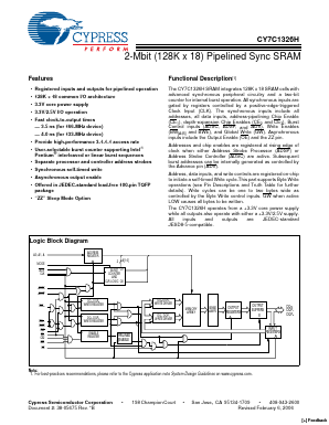 CY7C1326H Datasheet PDF Cypress Semiconductor