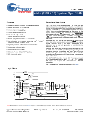 CY7C1327G Datasheet PDF Cypress Semiconductor