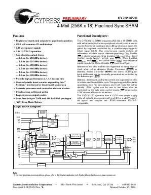 CY7C1327G-200BGI Datasheet PDF Cypress Semiconductor