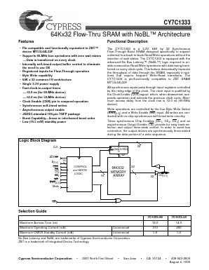 CY7C1333 Datasheet PDF Cypress Semiconductor