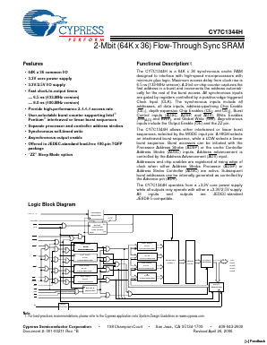 CY7C1344H-133AXC Datasheet PDF Cypress Semiconductor