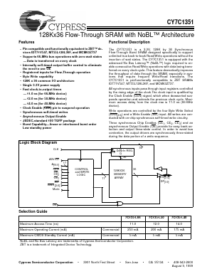 CY7C1351 Datasheet PDF Cypress Semiconductor