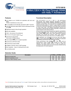 CY7C1351G Datasheet PDF Cypress Semiconductor