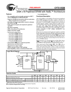 CY7C1352B Datasheet PDF Cypress Semiconductor