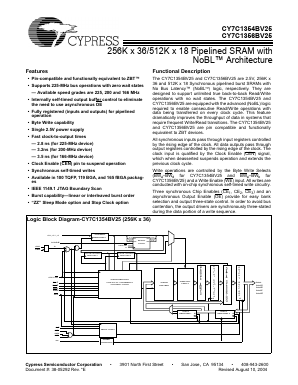 CY7C1354BV25 Datasheet PDF Cypress Semiconductor