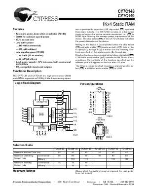 CY7C149 Datasheet PDF Cypress Semiconductor