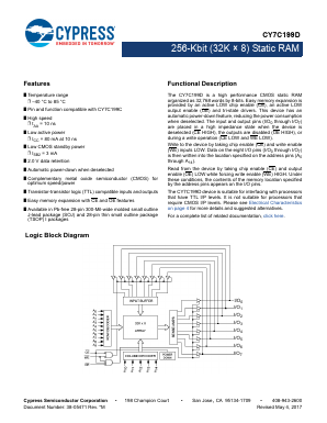 CY7C199D-10VXIT Datasheet PDF Cypress Semiconductor