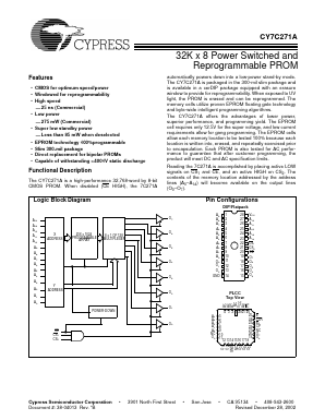 CY7C271A Datasheet PDF Cypress Semiconductor