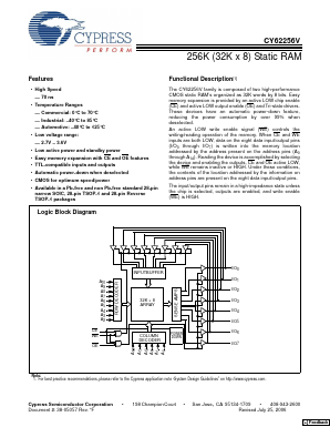 CY62256VLL-70ZRXI Datasheet PDF Cypress Semiconductor