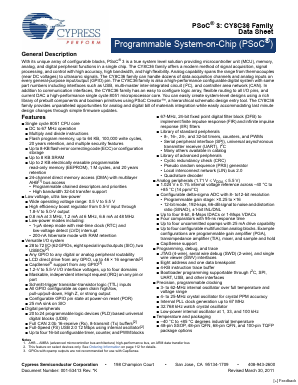 CY8C36 Datasheet PDF Cypress Semiconductor