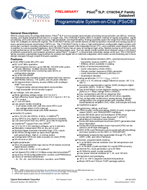 CY8C54LP Datasheet PDF Cypress Semiconductor