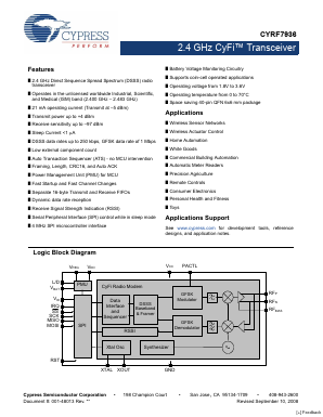 CYRF7936 Datasheet PDF Cypress Semiconductor
